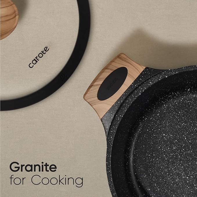 CAROTE 26PCS Pots and Pans Set Non Stick Cookware Set Pots and Pans Induction Cook Ware Nonstick Kitchen Cooking PFOA Free Black