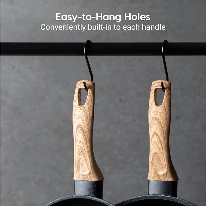 IRIS USA Inc. Cast Aluminum Nonstick Frying Pan Skillet with Soft Touch Handle 10 inch Fry Pan