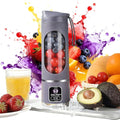 Portable Blender for Shakes &amp Smoothies Digital Display Juicer with 12 Stainless Steel Blades USB Rechargeable Mini Blender 3-Speed Ice Crusher Smoothie Maker for Home &amp Travel (15.2oz) (Pu