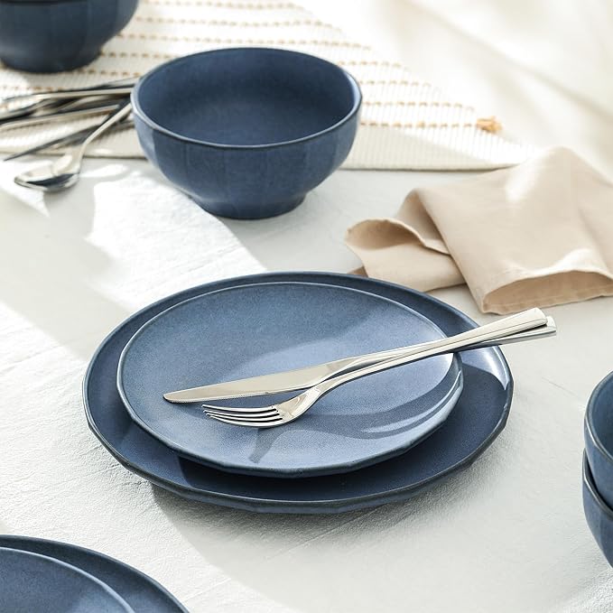 Stone Lain Rio 24-Piece Dinnerware Set Stoneware Blue