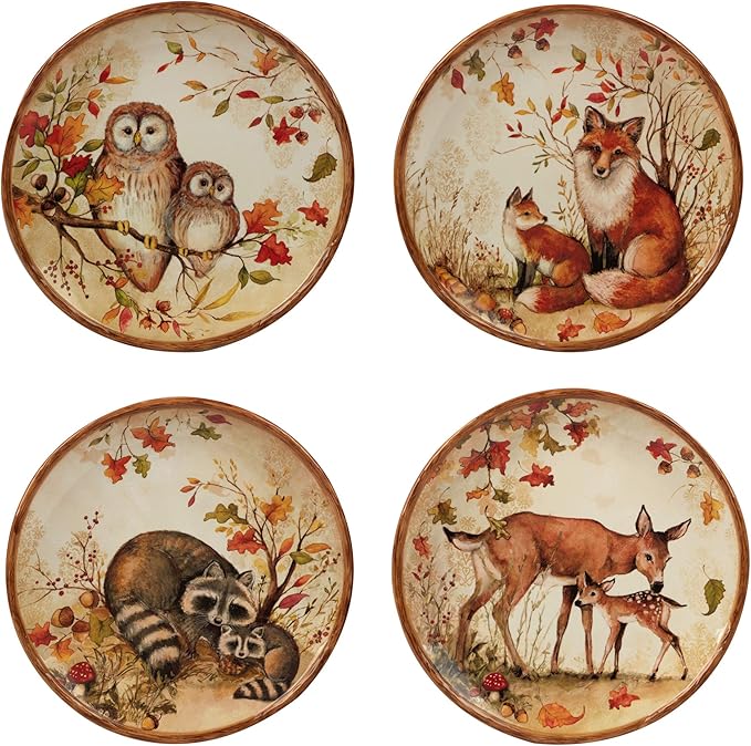 Certified International Pine Forest 16 pc Dinnerware Set Service for 4 BROWN &amp Pine Forest Rectangular Platter