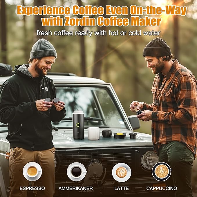 Portable Coffee Maker for Travel 20 bar Mini Travel Car Espresso Machines 3-in-1 Self-Heating Electric Espresso Maker USB-C Ground Coffee &amp Capsule Pod(Ns&ampDG) RV Hiking