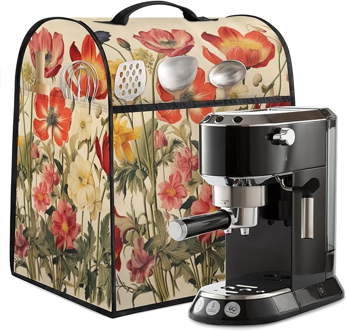 cfpolar Kitchen Aid Mixer Cover Compatible with 6-8 Quarts Beautiful Flower Plant Leaves Stand Mixer Cover Kitchen Aid Mixers Accessories Appliance Organizer Bag Dust Covers with Zipper Pocket