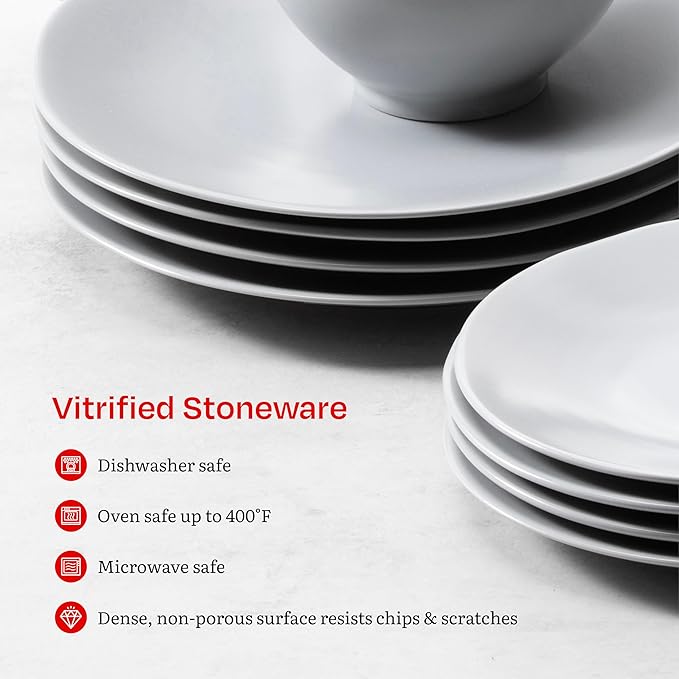 Eater x Zwiesel Fortessa Tempus Stoneware 16 Piece Dinnerware Set (Service for 4) Smoke