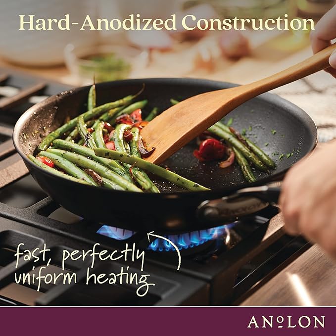 Anolon SmartStack Hard Anodized Nonstick Induction Nesting Cookware/Pots and Pans Set Dishwasher Safe 9 Piece - Black