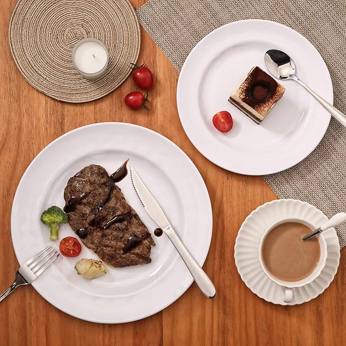 TP 18-Piece Dinnerware Set Melamine Dishes Set with Bowls and Plates Service for 6 Non-breakable Lightweight Dining Tableware White