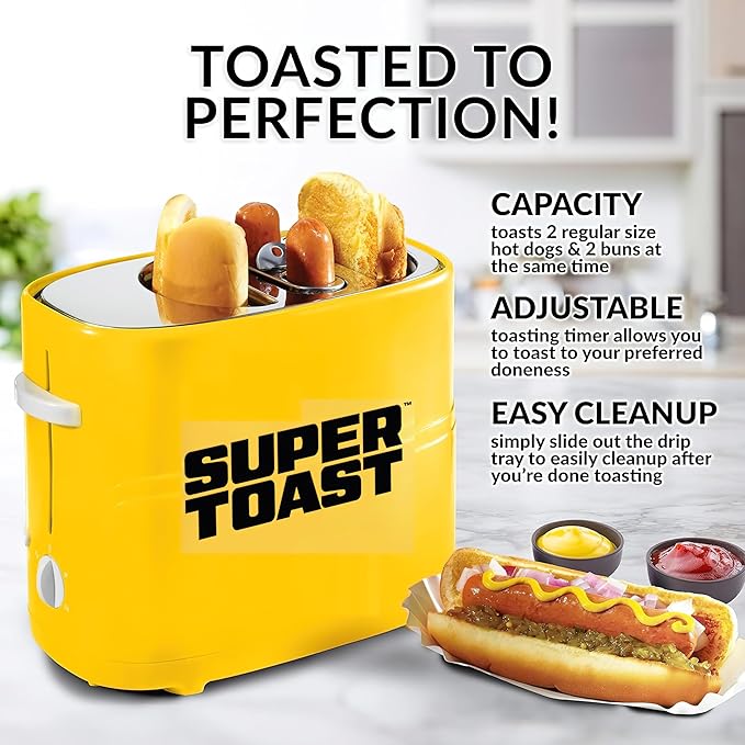 Hot Dog Machine Toaster Sausage and Bread Maker Breakfast Grill Sandwich Maker for Home (Hot Dog Machine Yellow)
