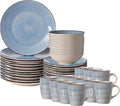 48 PC Spin Wash Dinnerware Dish Set for 12 Person | Mugs Salad and Dinner Plates and Bowls Sets Dishes with Highly Chip and Crack Resistant Dishwasher and Microwave Safe Blue