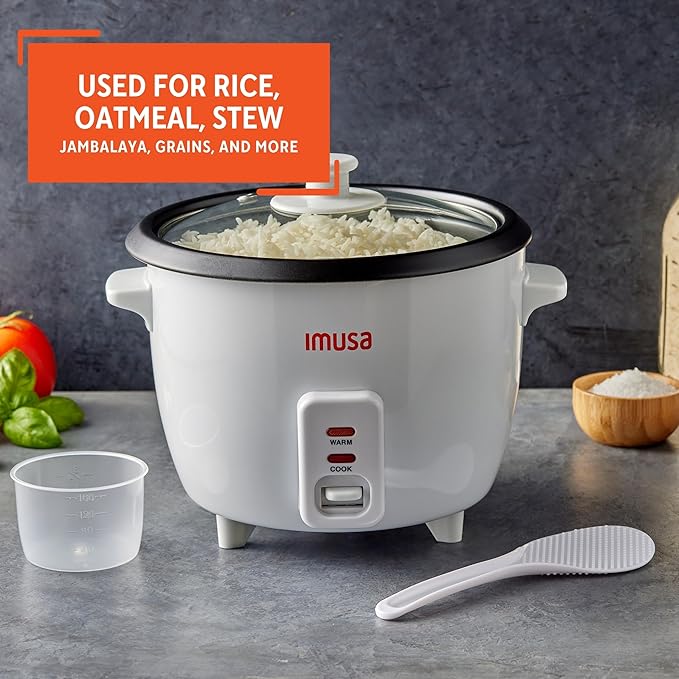 IMUSA Electric Rice Cooker 10 Cup Cooked 5 Cup Uncooked – Ceramic Nonstick Pot Multi Cooker for Rice Quinoa Oatmeal Stew – Keep Warm – Compact for Kitchen Dorm RV