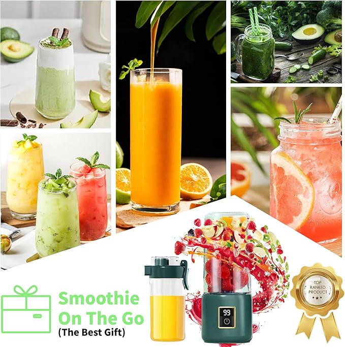 Portable Blender Mini Blendersmall blender for smoothies 12 Blades Perfect for Blending Small Convenient Multifunctional with Digital Touch Screen Suitable for Family Travel (olive green)
