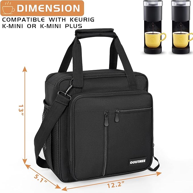 Coffee Maker Carrying Bag Compatible with Keurig K-Mini or K-Mini Plus Single Serve Coffee Brewer Portable Storage Bag with Extra Pockets Storage Tote Case With Multiple Pockets for K-Cup