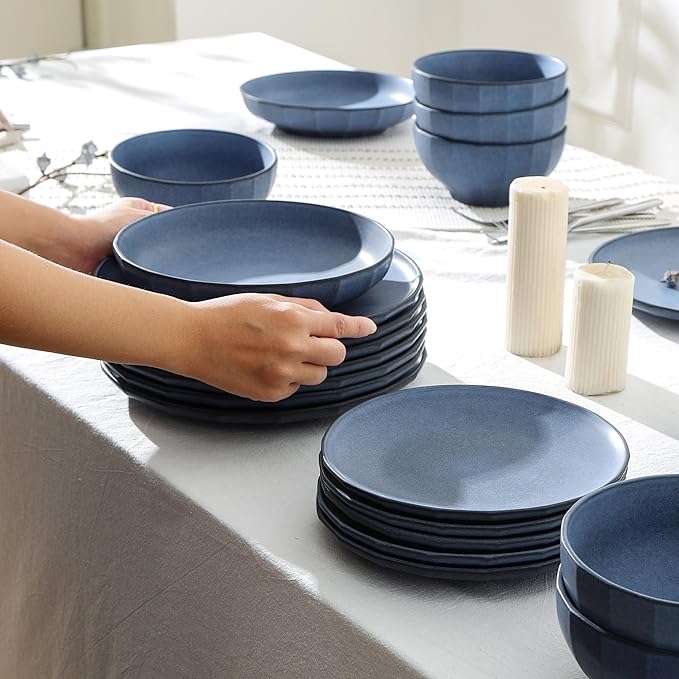 Stone Lain Rio 24-Piece Dinnerware Set Stoneware Blue