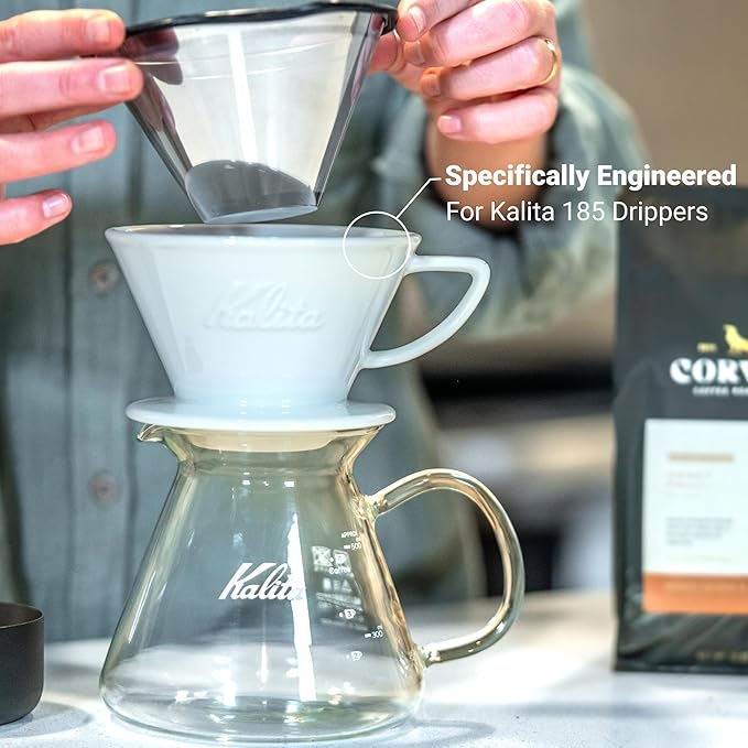 Quell Reusable Coffee Filter for Kalita 185 Pour Over Coffee Drippers and OXO 8 Cup Single Serve Coffee Makers: Stainless Steel Alternative - Brew Without Paper