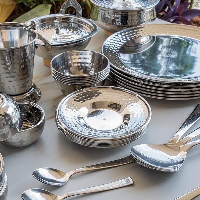 Indian Art Villa Stainless Steel Dinner Set/Thali Set of 52 Pieces Dinnerware Tableware Or Crockery