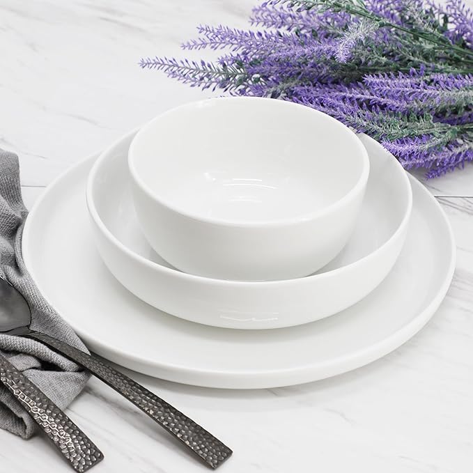 Elama Duncan 18 Piece Porcelain Dinnerware/Tableware Set Service for 6 (White)