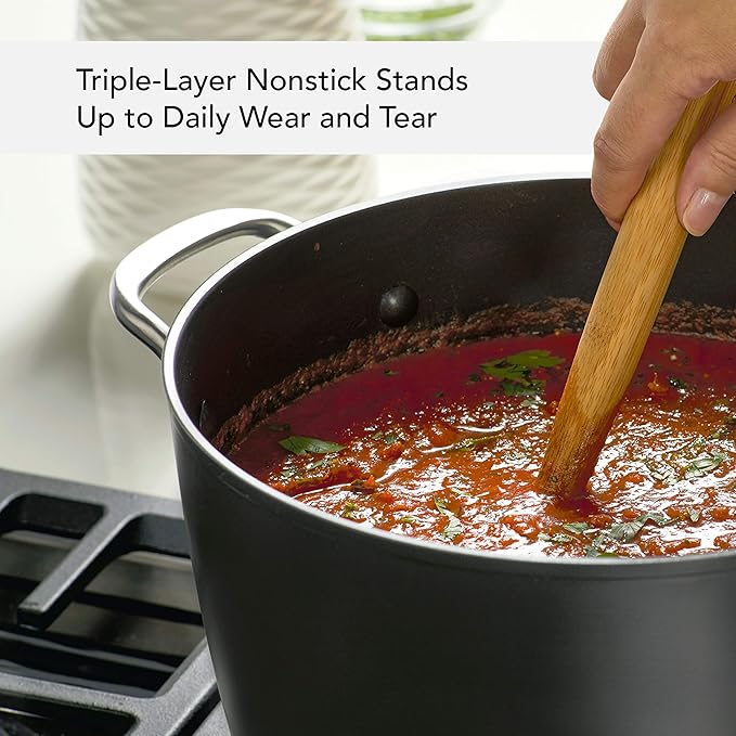 KitchenAid Hard Anodized Induction Nonstick Stock Pot/Stockpot with Lid 8 Quart Matte Black