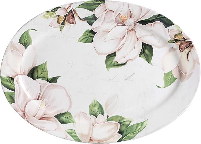 Bico Magnolia Floral Ceramic 16 inch Oval Platter Microwave &amp Dishwasher Safe