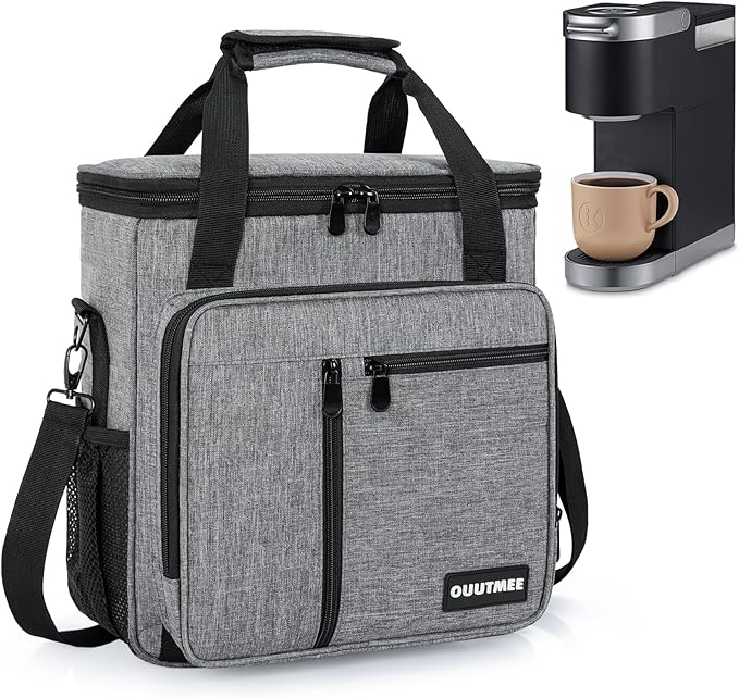 Coffee Maker Carrying Bag Compatible with Keurig K-Mini or K-Mini Plus Single Serve Coffee Brewer Portable Storage Bag with Extra Pockets Storage Tote Case With Shoulder Strap
