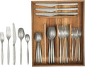 Bloomhouse - Two Time Oprah's Favorite Things Winner - 20 Piece Stone Washed Flatware 18/10 Stainless Steel Silverware Cutlery Utensil Set With Acacia Wood Caddy - Service for 4