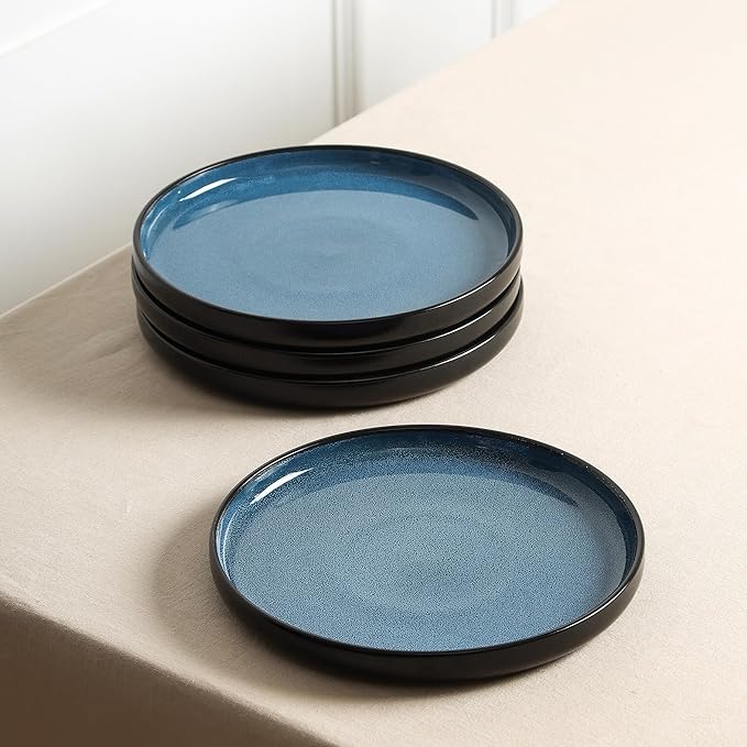 Stone Lain Lagoon 12-Piece Dinnerware Set Stoneware Plates and Bowls set Microwave and Dishwasher Safe Dish Set for 4 Blue