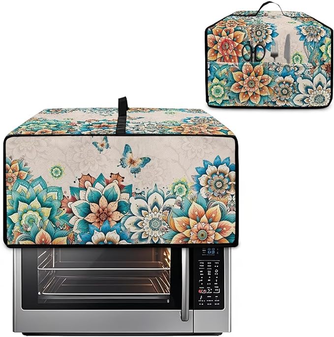 Doojoayie Small Appliance Cover 6 Slice Toaster Dust Protection Cover 19.7x16x 10 Bread Machine Protector Floral Print Gift for Mother Wife Women Cook