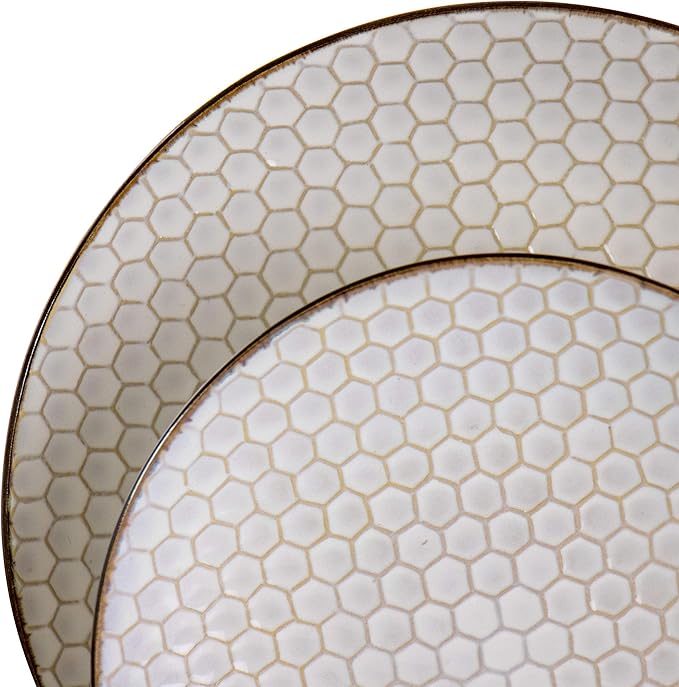 Elama HoneyIvory 16 Piece Stoneware Dinnerware Set in Ivory