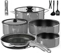 Pro DUXANO Ceramic Pots and Pans Set 2026 Upgraded Hybrid 3-Ply Stainless Steel Skillet 2X Non Stick High Heat Sear PFAS PTFE PFOA Free Non Toxic Induction CookwareRemovable HandleOven Safe12PC