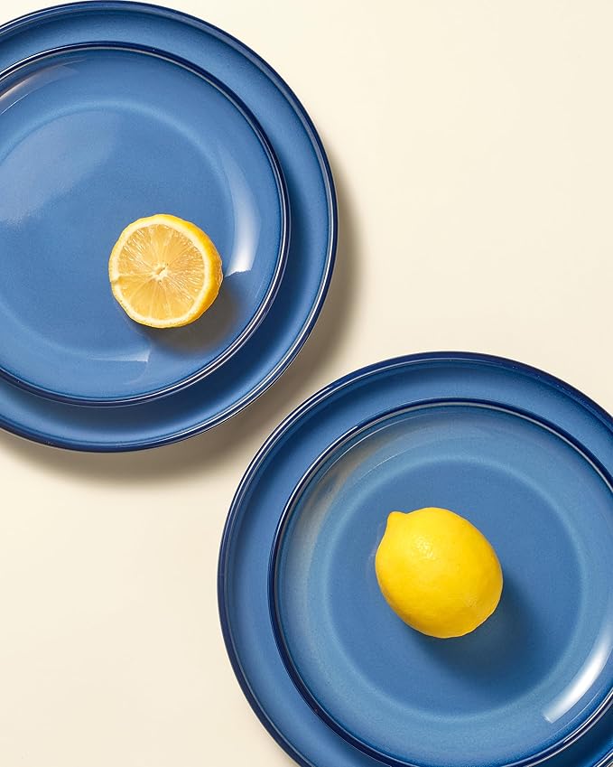12 Piece Dinnerware Set Includes 6 Piece Salad Plate Set Combo Light Blue