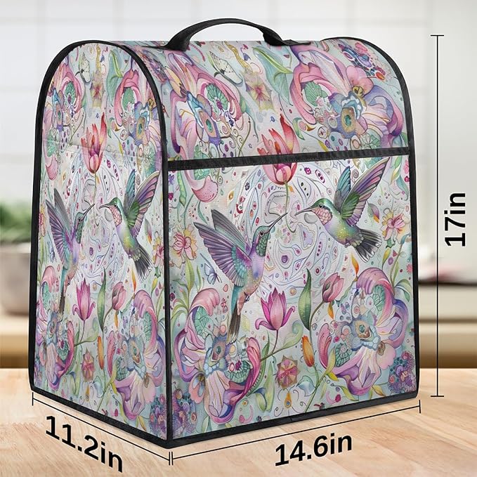 cfpolar Kitchen Aid Mixer Cover Compatible with 6-8 Quarts Flower Hummingbird Animal Stand Mixer Cover Kitchen Aid Mixers Accessories Appliance Organizer Bag Dust Covers with Zipper Pocket