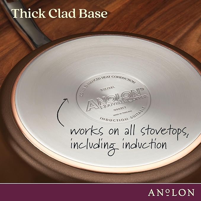 Anolon 83852 Nouvelle Copper Hard Anodized Nonstick Cookware Set / Pots and Pans Set - 11 Piece Brown
