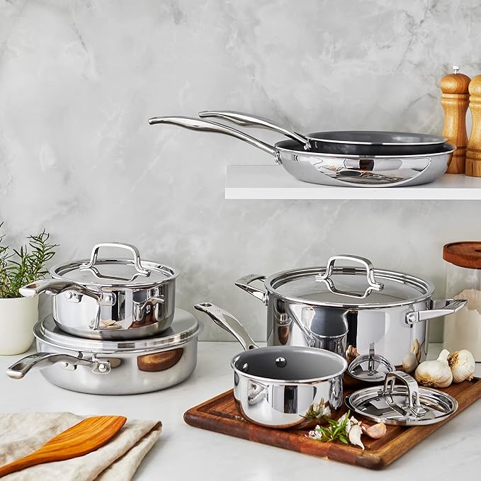 Henckels Clad Alliance 10-pc Ceramic Cookware Set Dutch Oven with Lid Compatible with All Stovetops Induction Cookware Oven Safe to 400°F