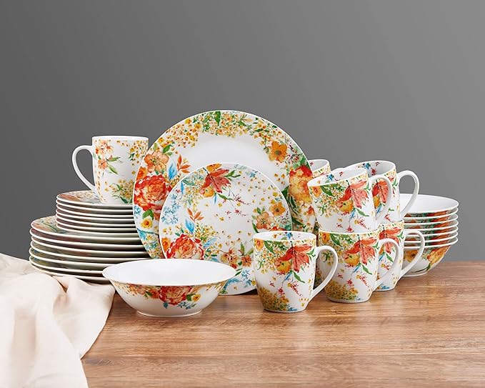 Fitz &amp Floyd Garden Delight 32 Piece Floral Dinnerware Set Service for 8 Multicolored