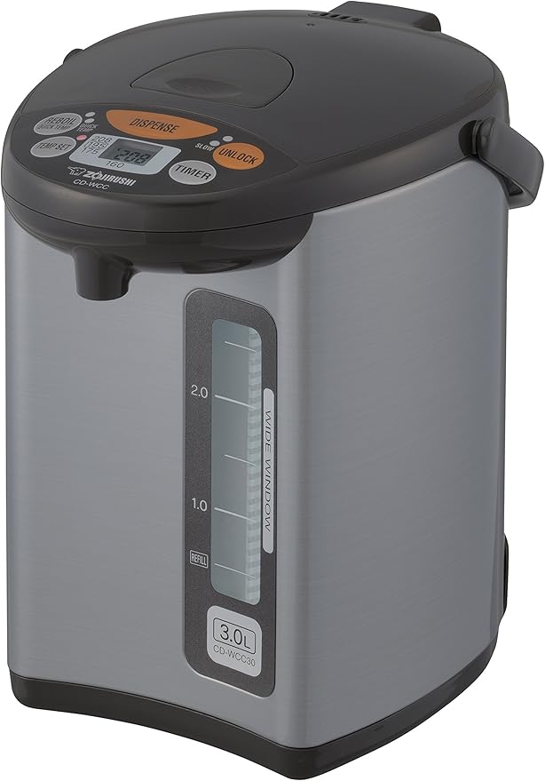 Zojirushi CD-WCC30 Micom Water Boiler &amp Warmer Silver &amp NS-RPC10HM Rice Cooker and Warmer 5.5-Cup (Uncooked) Metallic Gray