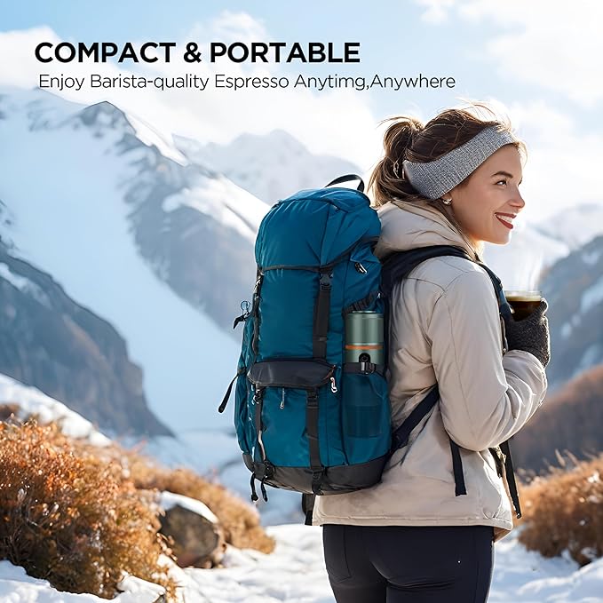 Portable Espresso Maker 20 Bar Self‑Heating &amp Auto-off | 13500 mAh Battery Brews 8 Shots | 12 V Mini Espresso Machine Compatible with Nespresso Original Pods | Car/Travel/Camping