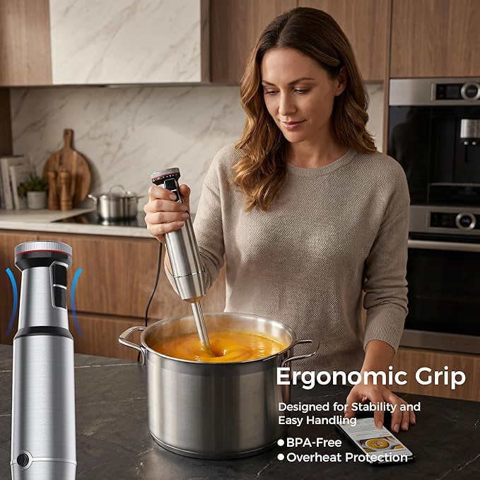 TALIA 4-in-1 Immersion Blender Hand Blender with Stainless Steel Shaft Variable Speed &amp Turbo Dishwasher-Safe for Soups Smoothies Baby Food Puree &amp Shakes