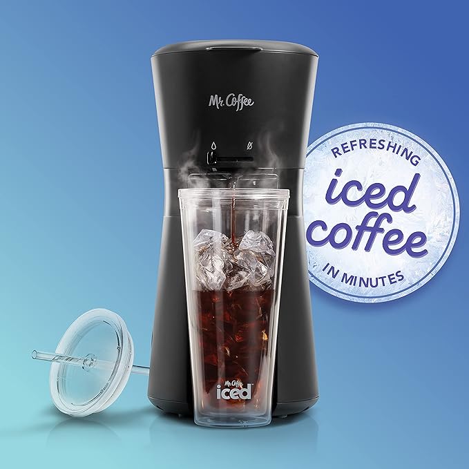 Mr. Coffee Iced Coffee Maker Single Serve Machine with 22-Ounce Tumbler and Reusable Coffee Filter Black