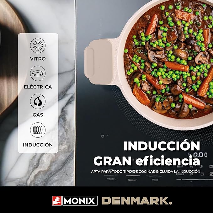 MONIX Denmark | 10 Piece Cookware Set Cast Aluminium with Non-Stick Suitable for All Types of Cookers Including Induction