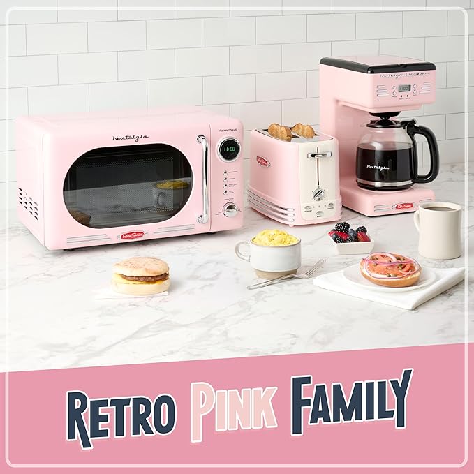 Nostalgia Retro 12-Cup Programmable Coffee Maker With LED Display Automatic Shut-Off &amp Keep Warm Pause-And-Serve Function Pink
