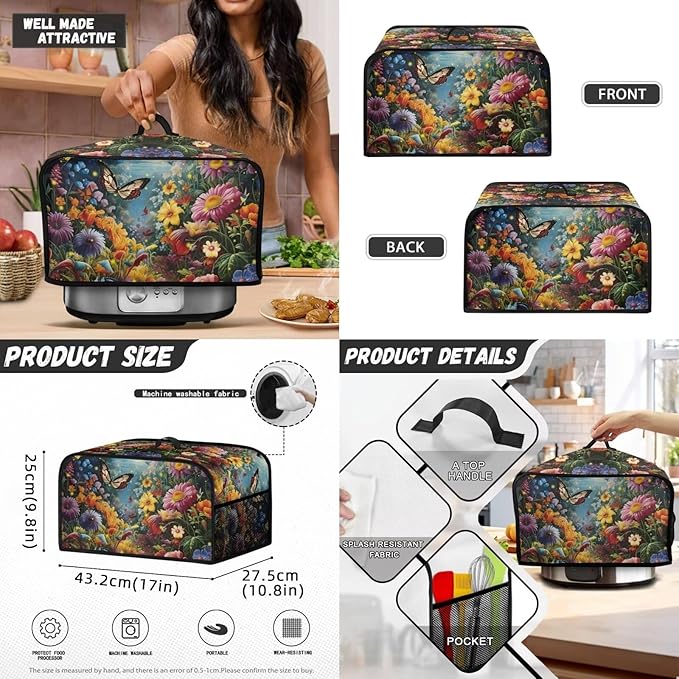 Appliance Covers for Kitchen Counter Butterfly Kitchen Appliance Cover Set Universal Size Blender Cover Slow Cooker Cover and Toaster Cover 4 Slice Waffles Cooker Cover Dust Cover