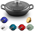 Signature Enameled Cast Iron Braiser Non-Stick Serving Pot with Tight Fitting Lid for Perfect Roasting Baking Sauteing Searing and Pan Frying | 1.5Q (1.4L) - Oyster Grey