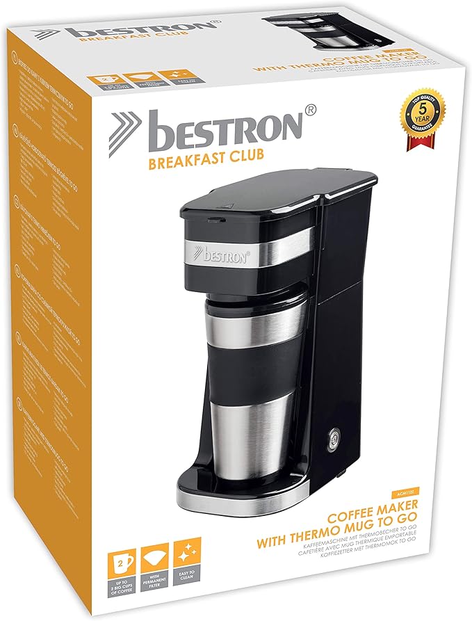 Bestron Coffee Machine with Insulated Cup Black/silver