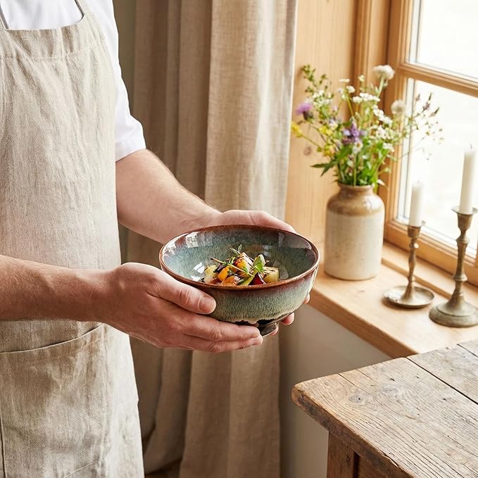 Dinner Set 12 Pieces - Round Reactive Glaze Tableware - Kitchen Dinnerware Porcelain Crockery with Dinner Plate Bowl and Soup Plate Service for 4 Microwave Dishwasher Safe Set (No.1)
