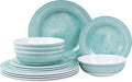 AELS Melamine Dinnerware Set of 12 Pcs Dinner Dishes Set for Indoor and Outdoor Use Melamine Plates and Bowls Set for 4 Dishwasher Safe Lightweight Unbreakable BPA Free Green