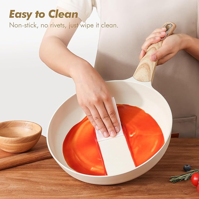 SENSARTE Ceramic Cookware Sets Pots and Pans Set Non stick Granite Induction Cookware Non toxic Healthy Non Stick Kitchen Cooking Set with Frying Pans Set PFAS PTFE PFOA PFOS Free14 Pcs