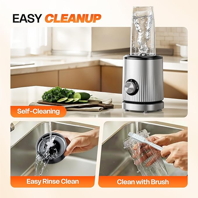Blender for Smoothies Portable Personal Blender for Shakes and Smoothies for Kitchen with 2 * 24oz Portable Cups and Extra Lid Smoothie Maker Machine for Juices Baby Food Nutritious Recipe