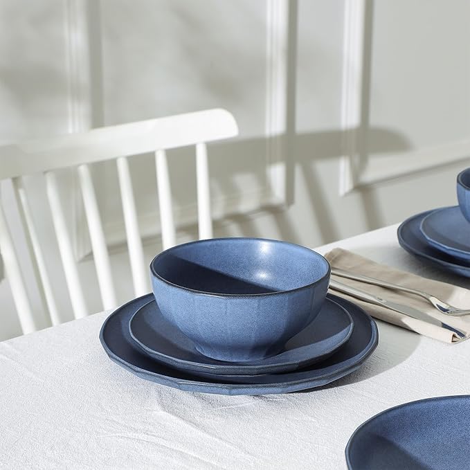 Stone Lain Rio 24-Piece Dinnerware Set Stoneware Blue