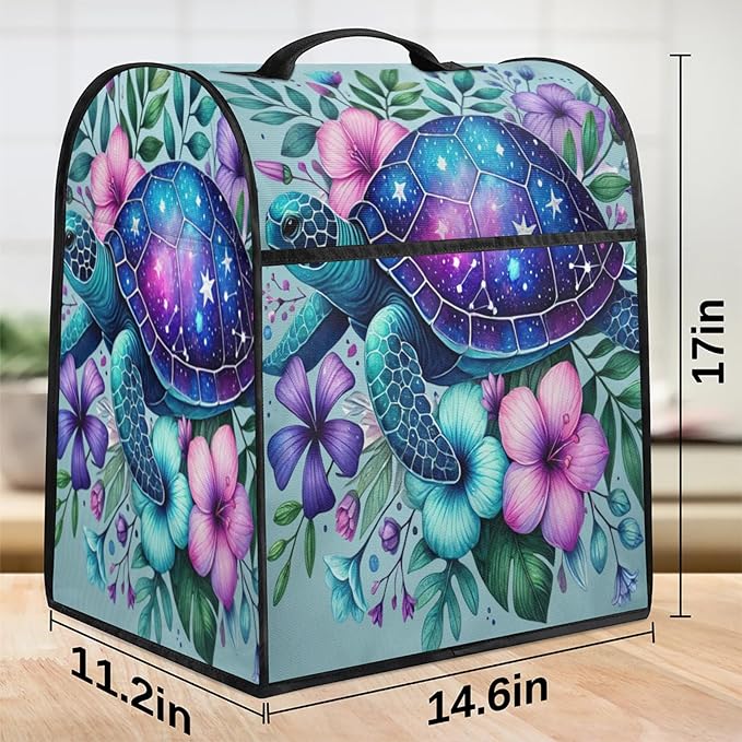 Kitchen Aid Mixer Cover Animal Turtle Flower Stand Mixer Cover Compatible with 6-8 Quarts Stand Mixers Dust Covers with Zipper Pocket Foldable Washable Kitchen Aid Organizer Bag