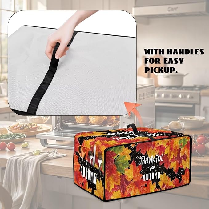 Doojoayie Small Appliance Covers Thankful Autumn Toaster Cover 6 Slice Kitchen Appliance Protector 19.7x16x 10 Compatible with Toaster Machine