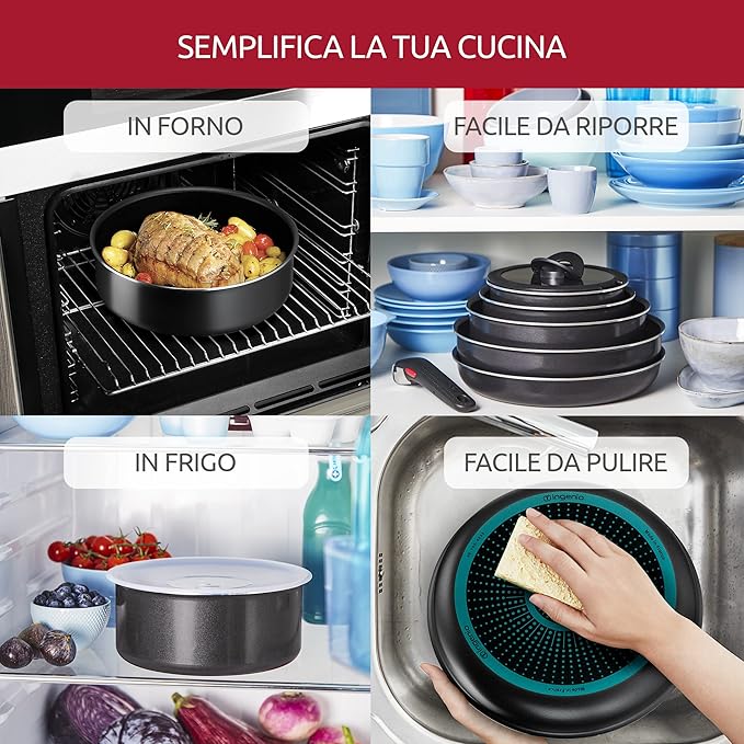 Lagostina Ingenio Essential Plus Non-Stick Aluminium Cookware and Pan Set for Gas and Oven 3 Pieces Frying Pans Ø 24 and 28 cm and Removable Handle