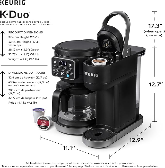 Keurig K-Duo Single Serve K-Cup Pod &amp Carafe Coffee Maker Black